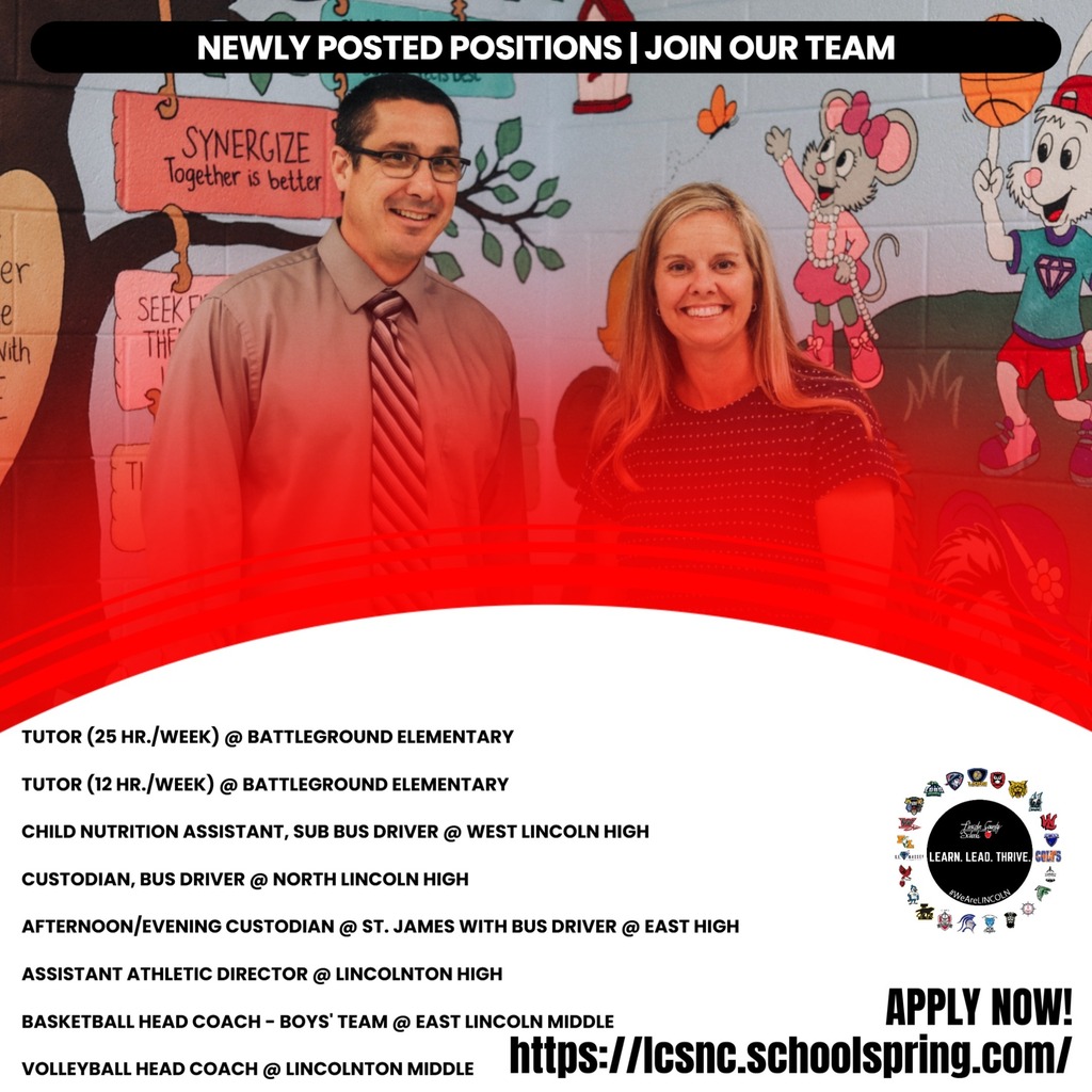 A flyer with an application link. Two adults, one man and one woman, stand next to each other.