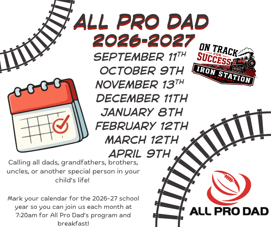 Poster with schedule for All Pro Dad event, including dates from September 11th, 2026, to April 9th, 2027.