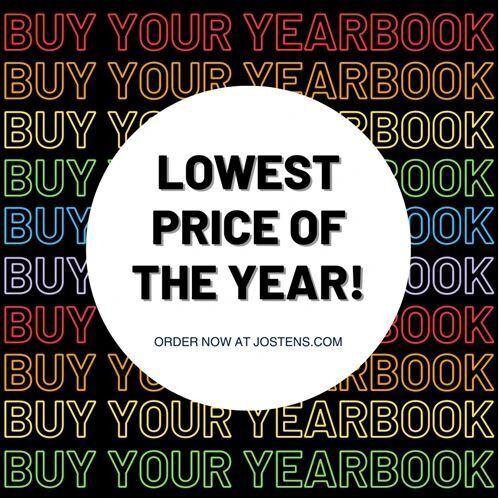Bright, colorful text on a black background. White circle with text reading "Lowest Price of the Year!" in large, bold letters.