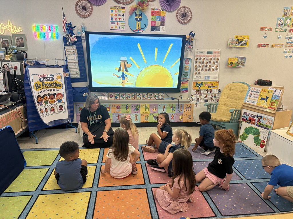Pre_K students during morning meeting learning about LIM Habit 1: Be Proactive