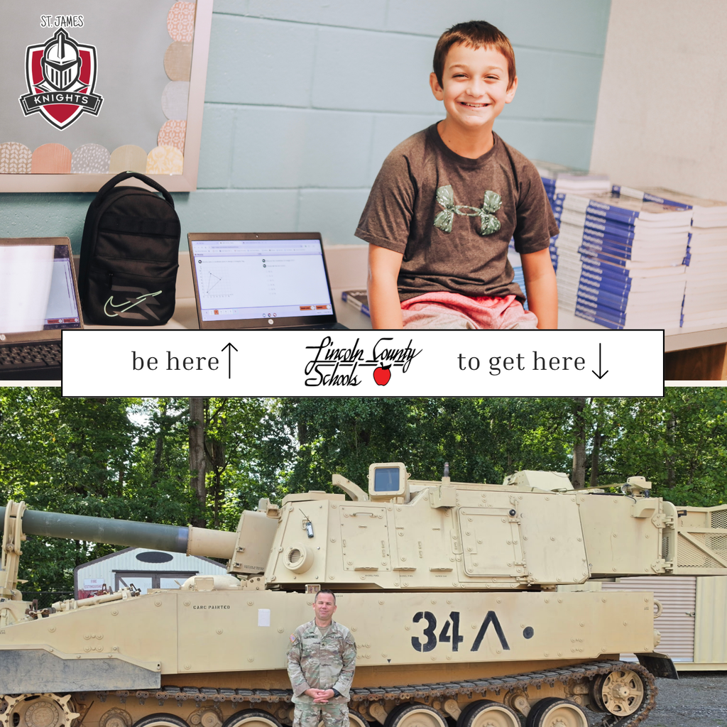 Two images: one with a smiling child sitting, and one with a military tank and a soldier.
