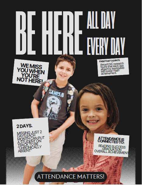 Two children stand smiling, one holding a sign that reads "2 Days." Another sign says "BE HERE ALL DAY EVERY DAY."