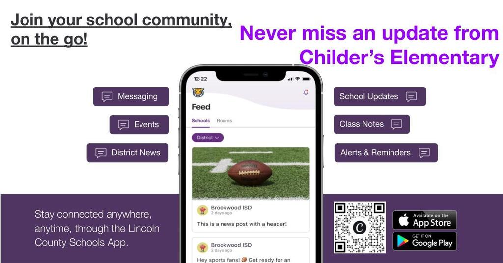 Join your school community on the go! Never Miss and updated from Childer's Elementary with the Lincoln County Schools APP