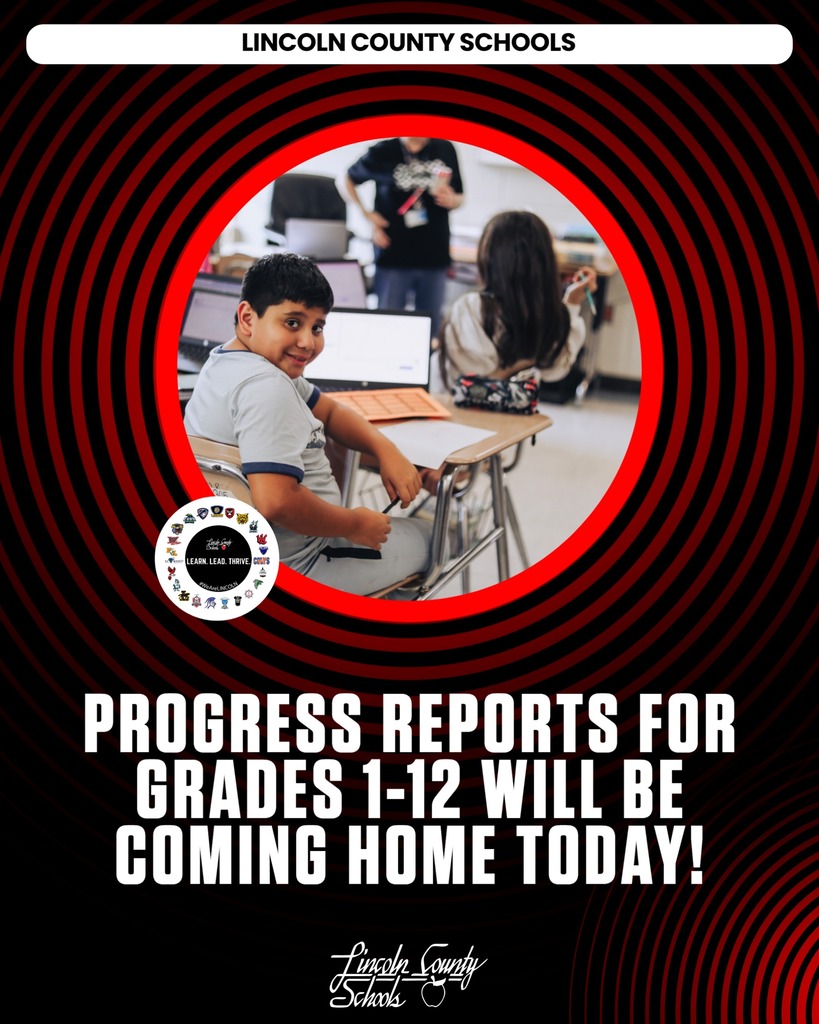 A graphic displays a red circle around a boy seated at a desk, with the text "Progress Reports for Grades 1-12 Will Be Coming Home Today!"