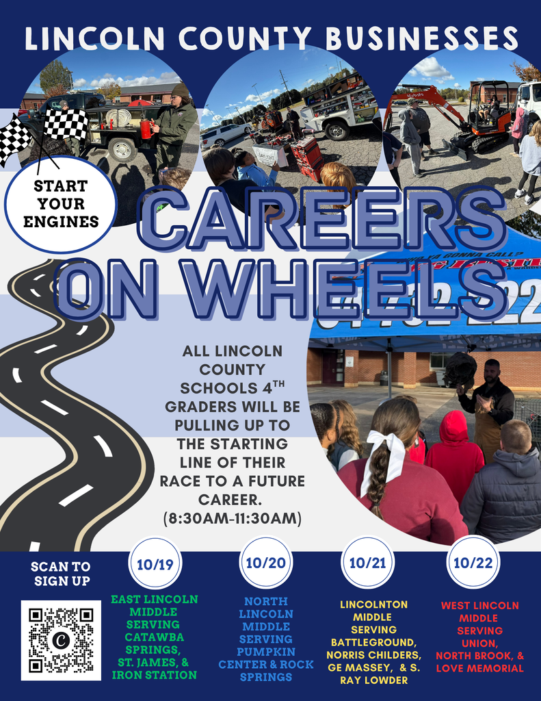 Poster showing road and people. Text reads "Careers on Wheels" and "Start Your Engines." It includes dates and locations.