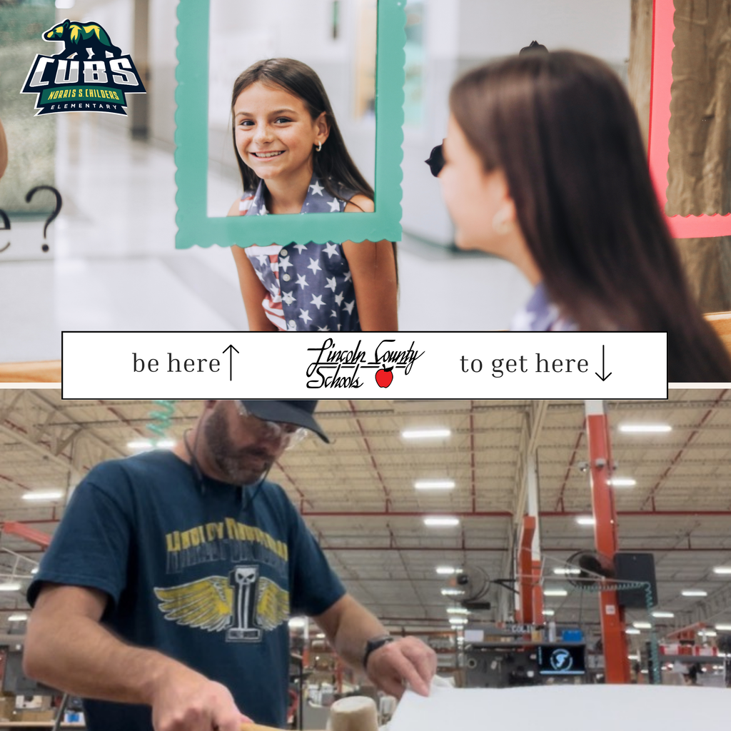 Two images: a woman smiling at a girl, and a man working at a desk. Both have text: "be here" and "to get here".