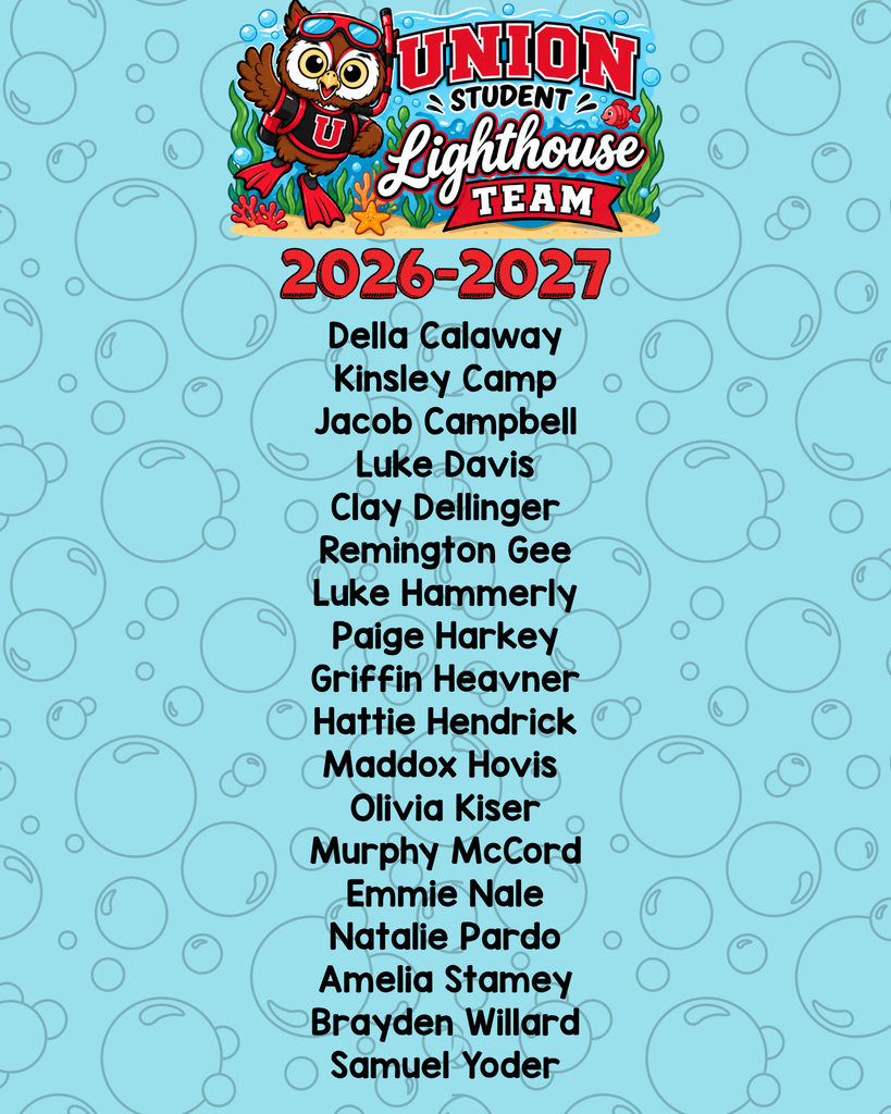 List of names on a blue background with bubbles. Names include Della, Kinsey, Jacob, and others.