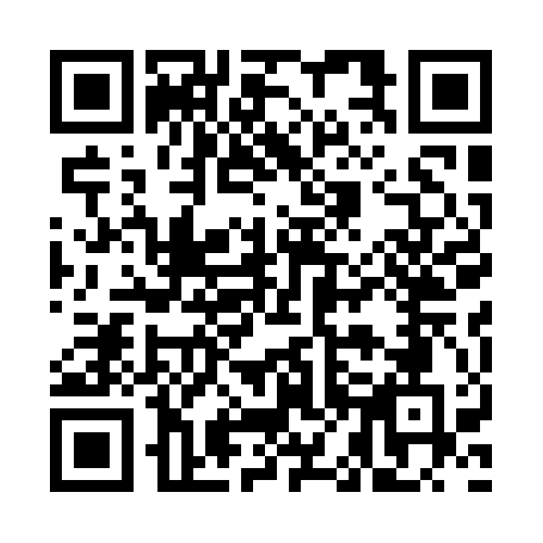 A black and white QR code pattern on a white background, square-shaped with a structured grid layout.
