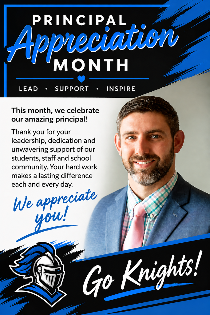 Advertisement for principal appreciation month. A man in a suit and tie smiling. Logos and text.