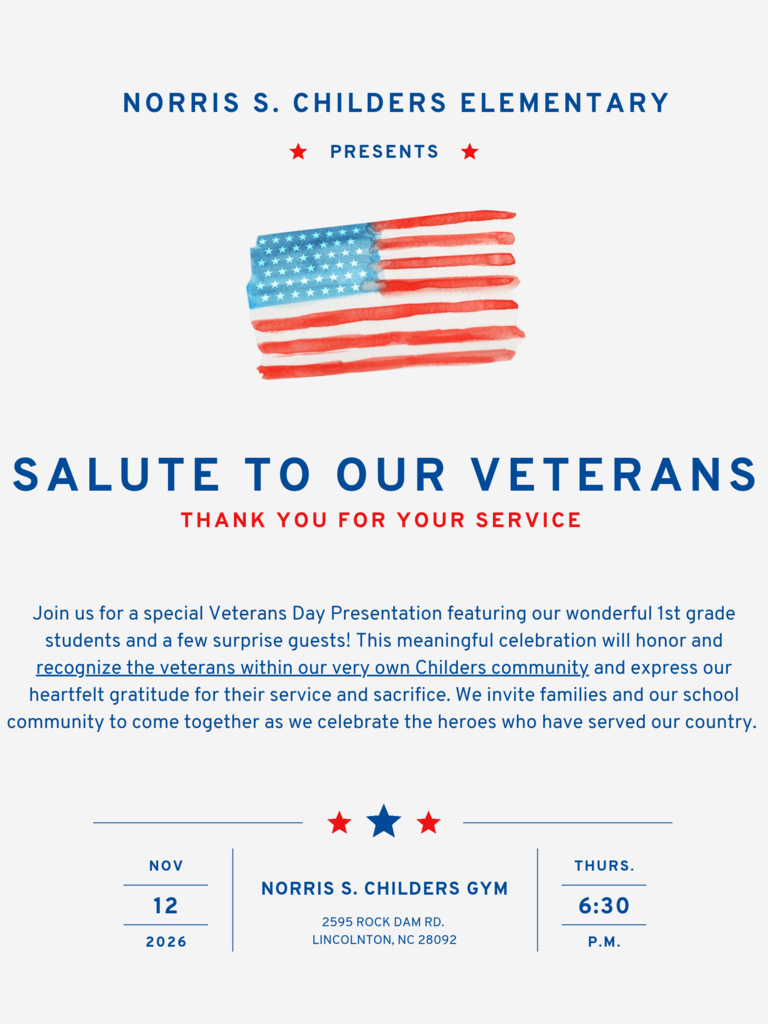 A flyer displays "Salute to our Veterans" with a U.S. flag and the date November 12, 2026. It invites the community to join for a Veterans Day celebration.