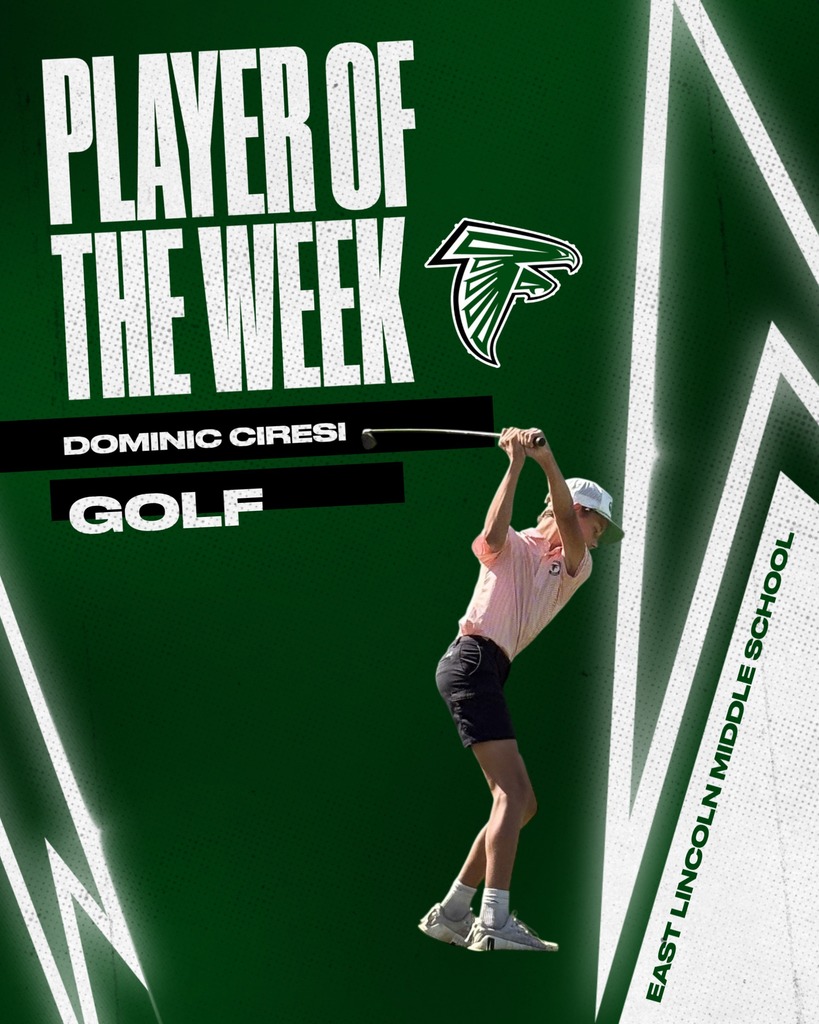 A poster highlights the "Player of the Week" for golf, featuring a golfer with a club, against a green background.