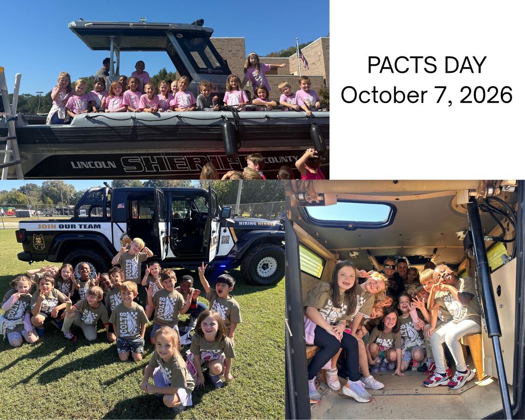 Collage of three images: A truck with people on top, another truck with a group of kids, and kids inside a vehicle.