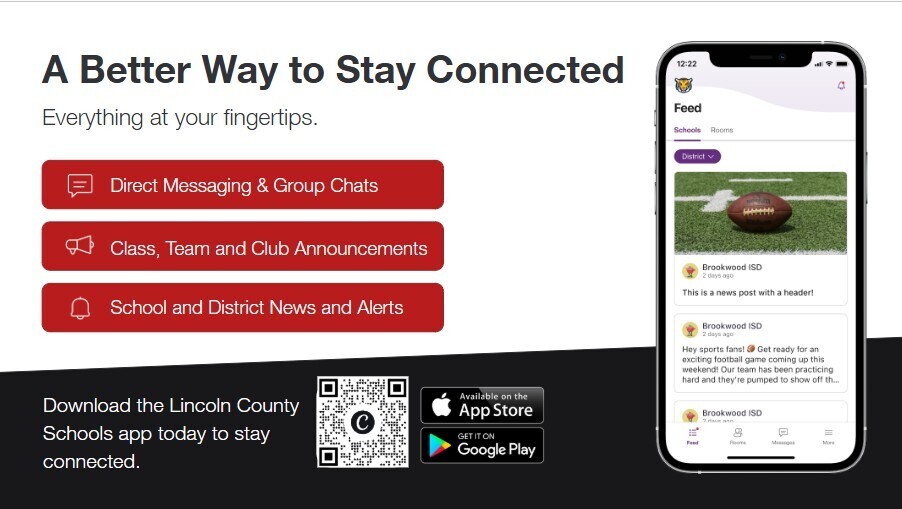 A phone screen shows text and an app interface. The text reads, "A Better Way to Stay Connected". Below is a QR code and icons.