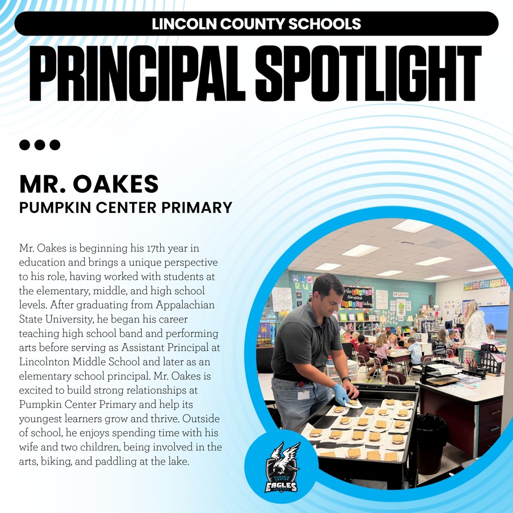 Text on blue and white background. Image of a man in a school kitchen preparing food.
