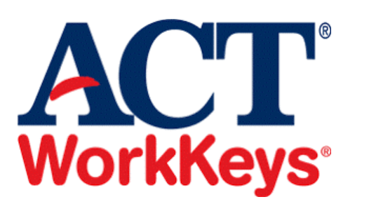 Blue and red ACT WorkKeys logo on a white background. The letters ACT in blue, WorkKeys in red.