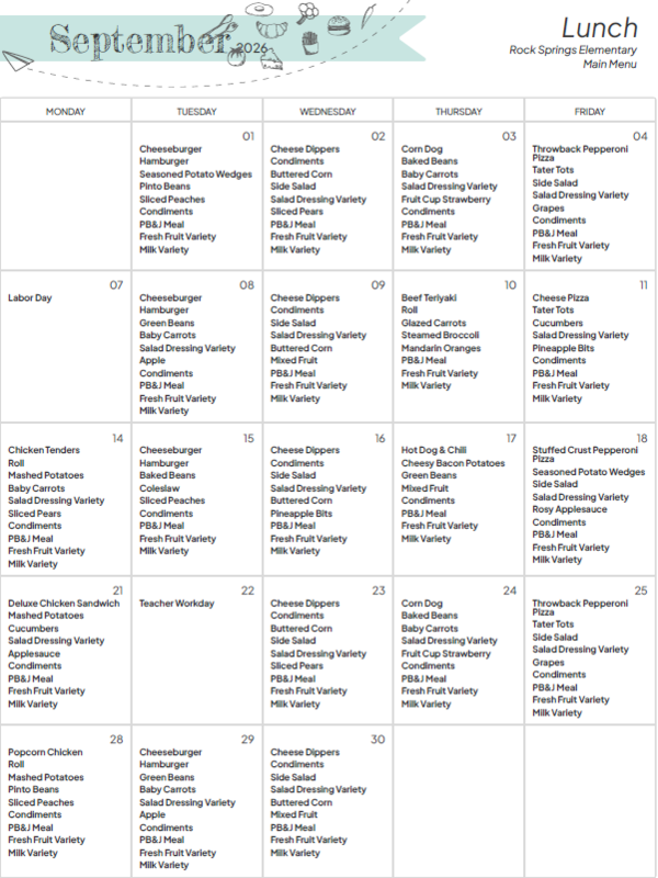 September lunch menu