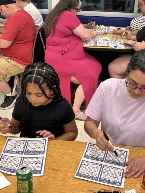 families playing bingo