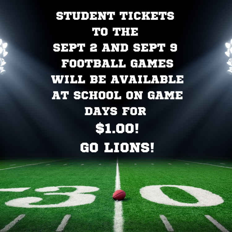 Student football tickets on sale for $1.00!