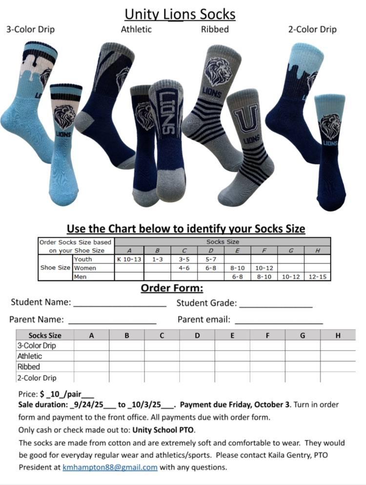 Unity Lions Sock Order Form