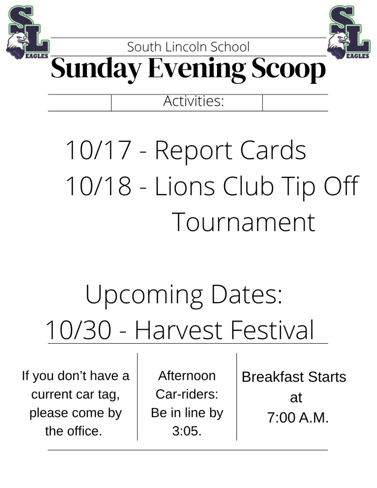 Sunday Evening Scoop