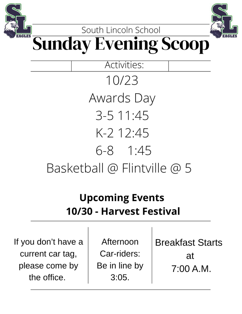 South Lincoln's Sunday Evening Scoop