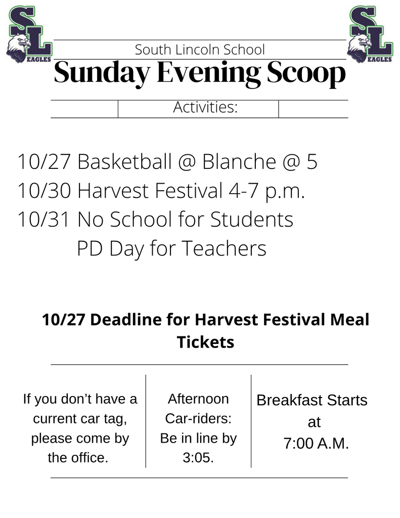 Sunday Evening Scoop