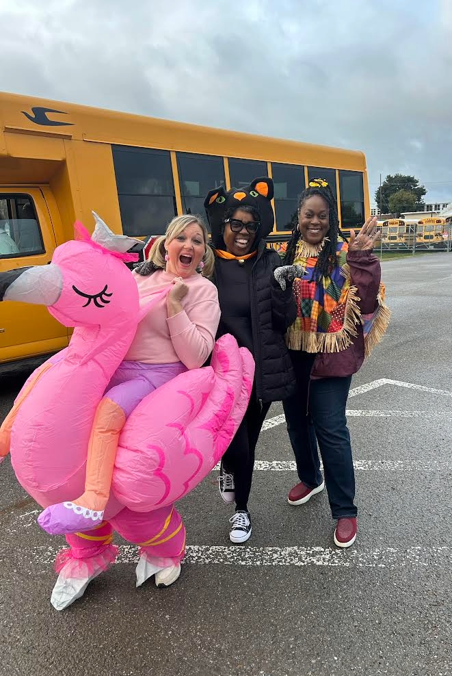 Our Pre-K teachers are excited about the Trick or Treat Parade!