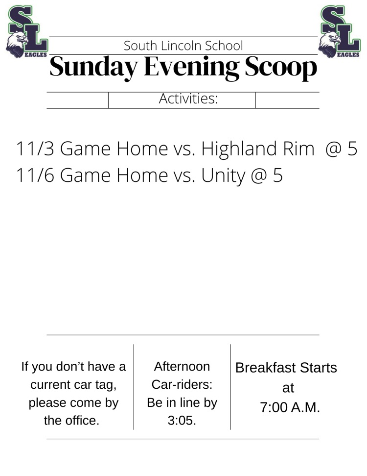 Sunday Evening Scoop