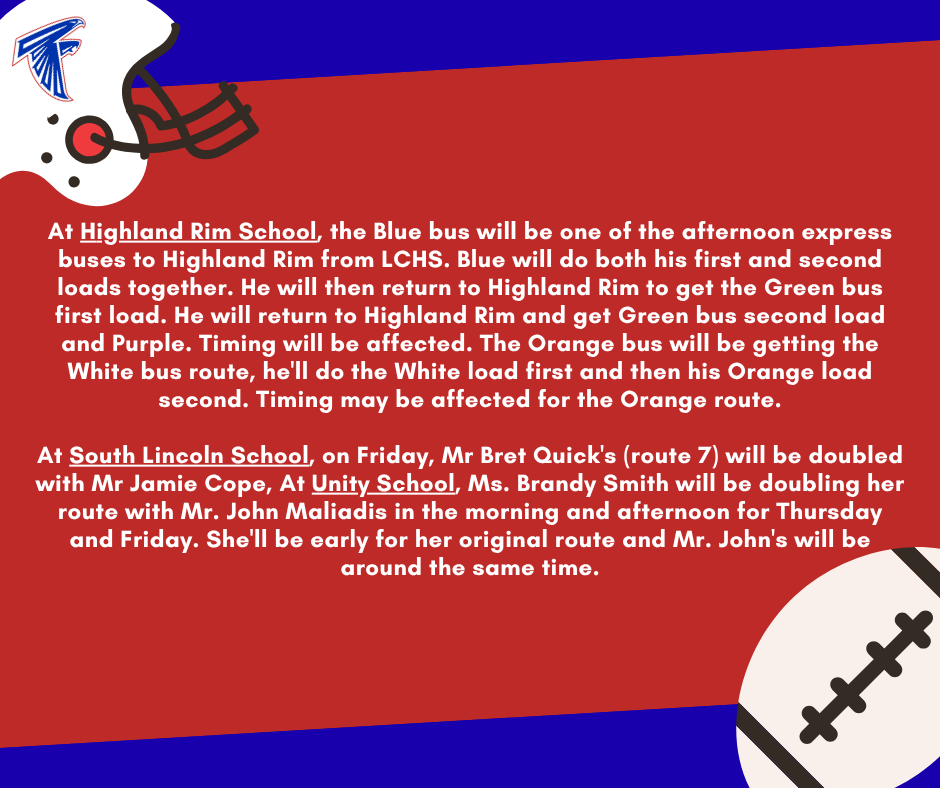 Transportation Changes due to FB Playoff