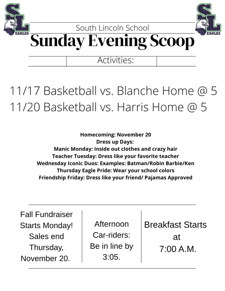 Sunday Evening Scoop