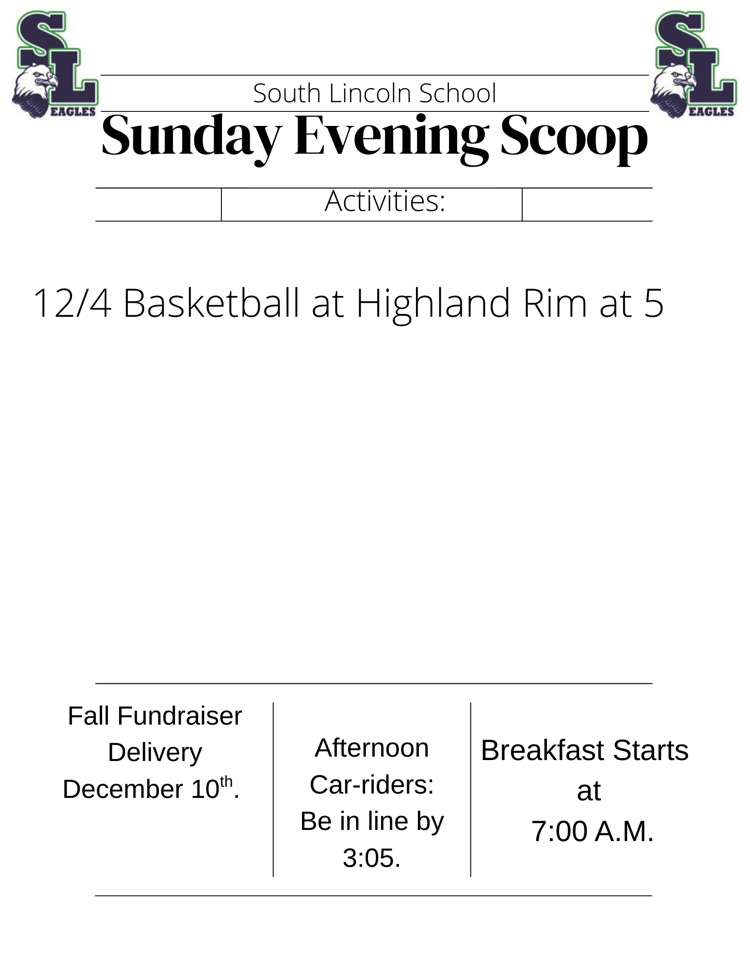 Sunday Evening Scoop