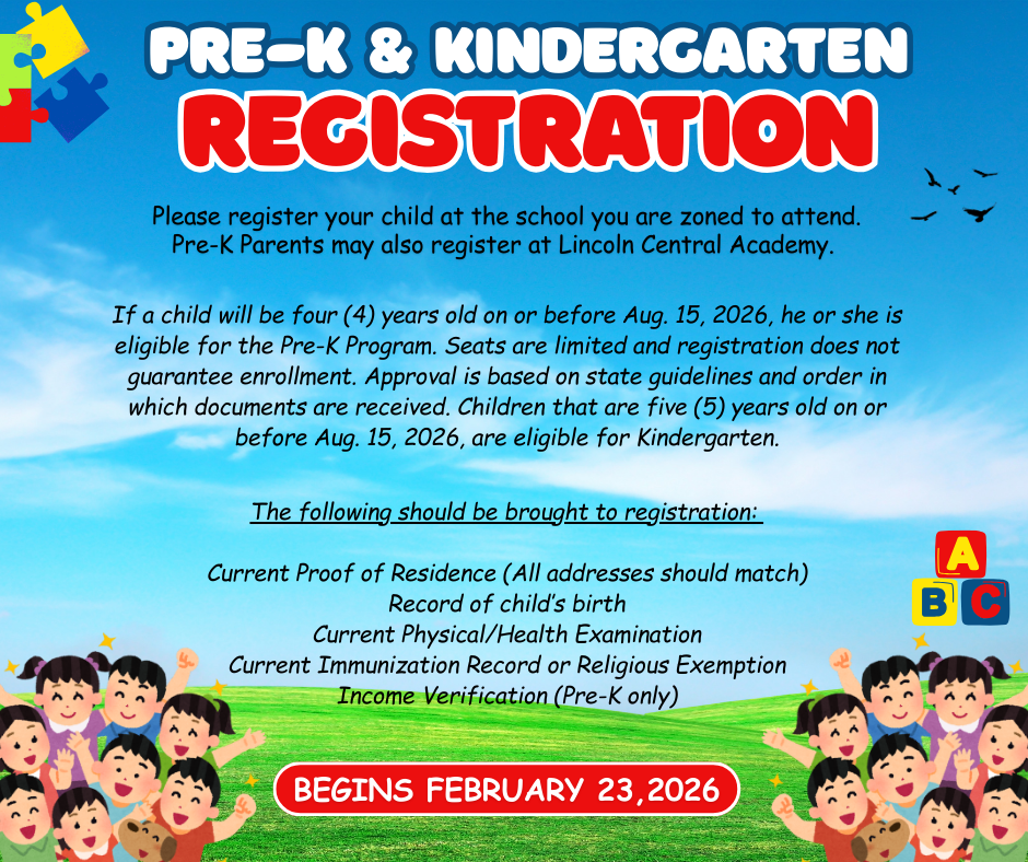 Pre-K and Kindergarten Registration begins February 23, 2026