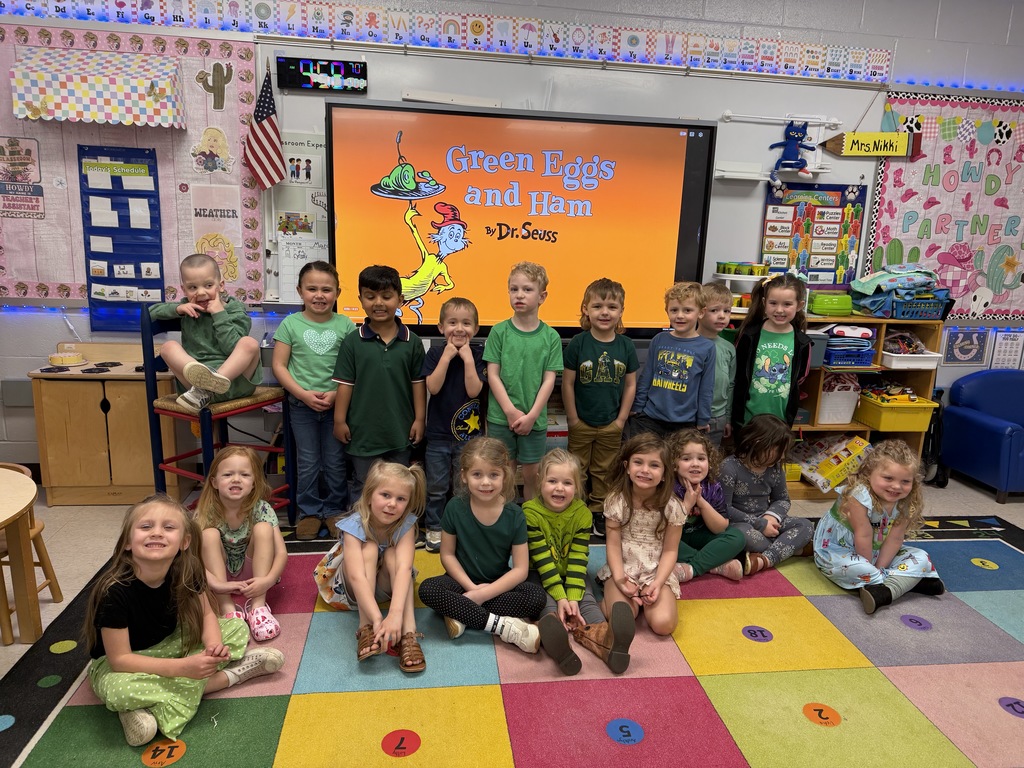 Prek “Green” Eggs & Ham dress-up for Reading Across America week!
