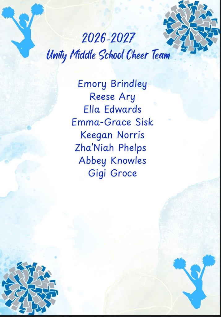 Congratulations to the 2026-27 Unity Middle School Cheer Team!