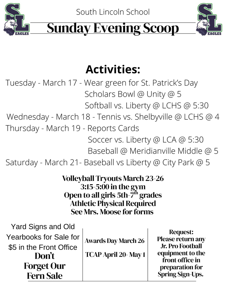 Sunday Evening Scoop