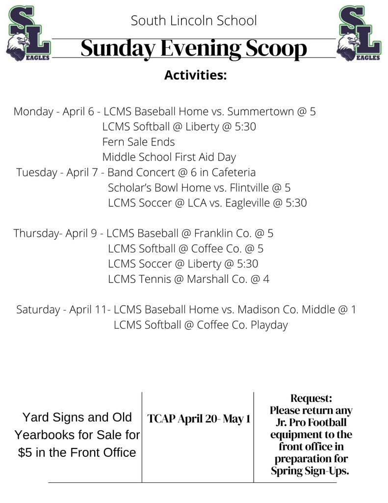 Sunday Evening Scoop