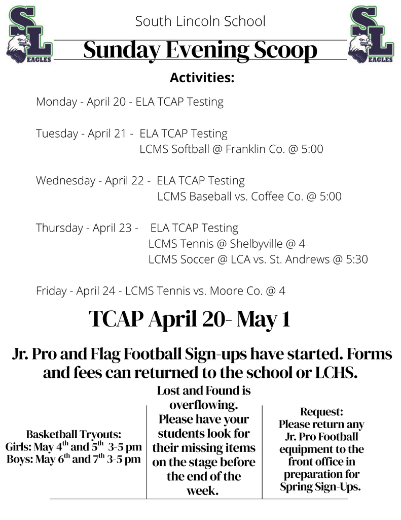 Sunday Evening Scoop