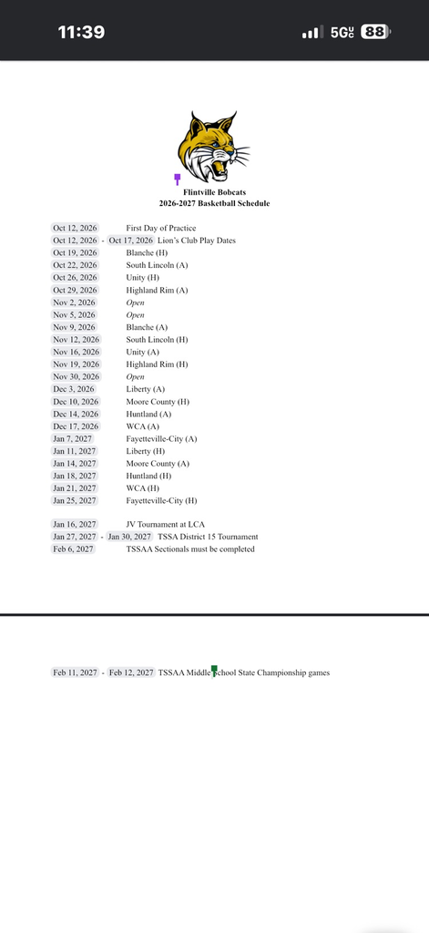 2026-2027 Basketball Schedule