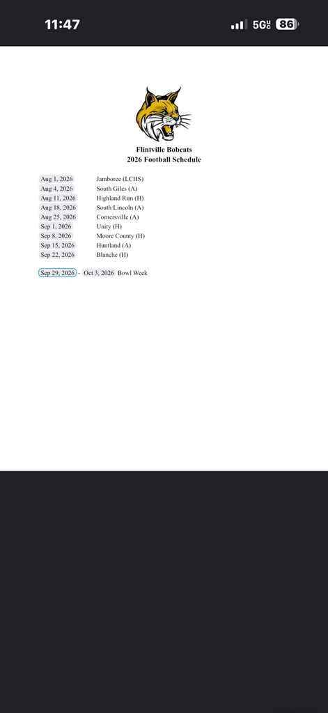 2026 Football Schedule