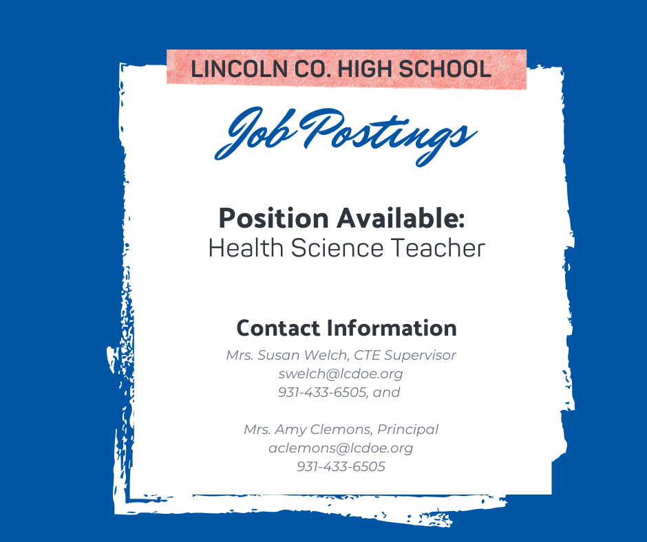 LCHS Health Science Job Posting
