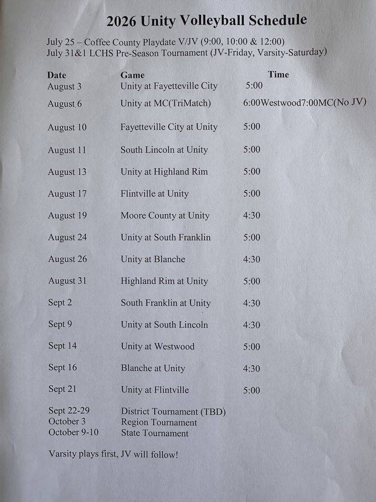 volleyball schedule