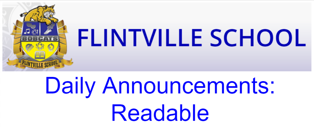 Daily Readable Announcements