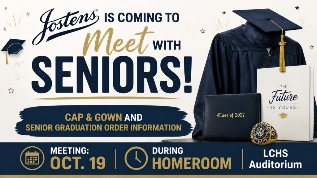 Jostens will meet with Seniors on Oct. 19 at 11:00 
