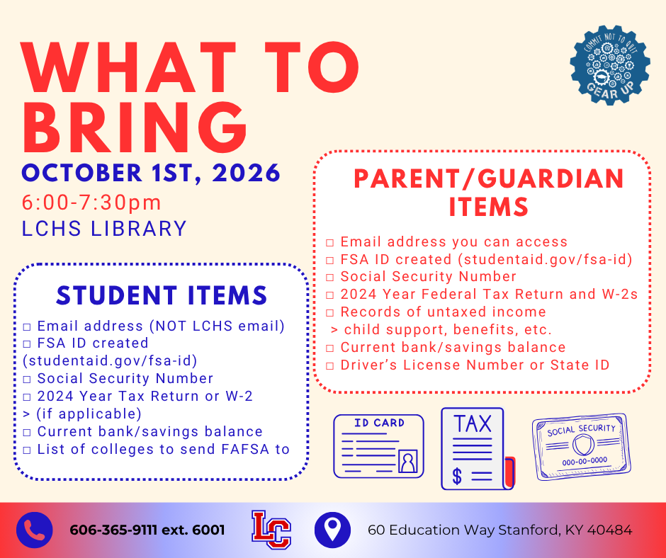 FAFSA Night Event Info to Bring