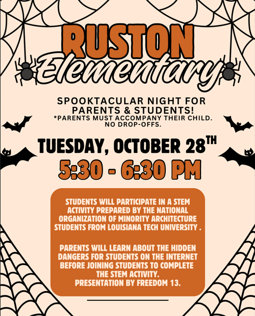 STEM night flyer - October 28th 5:30-6:30 pm. 