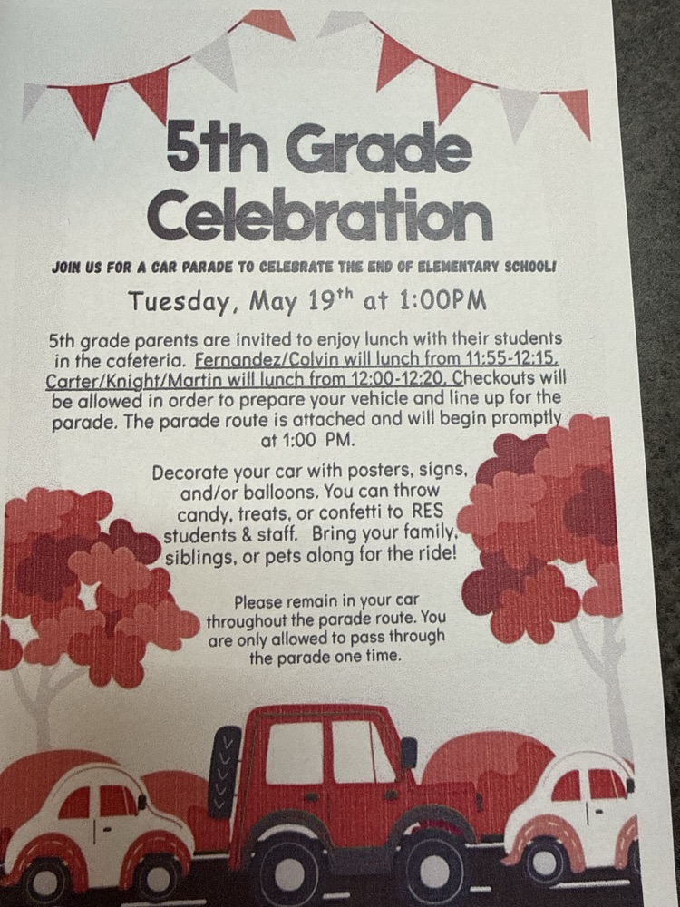 5th grade parade Tuesday.