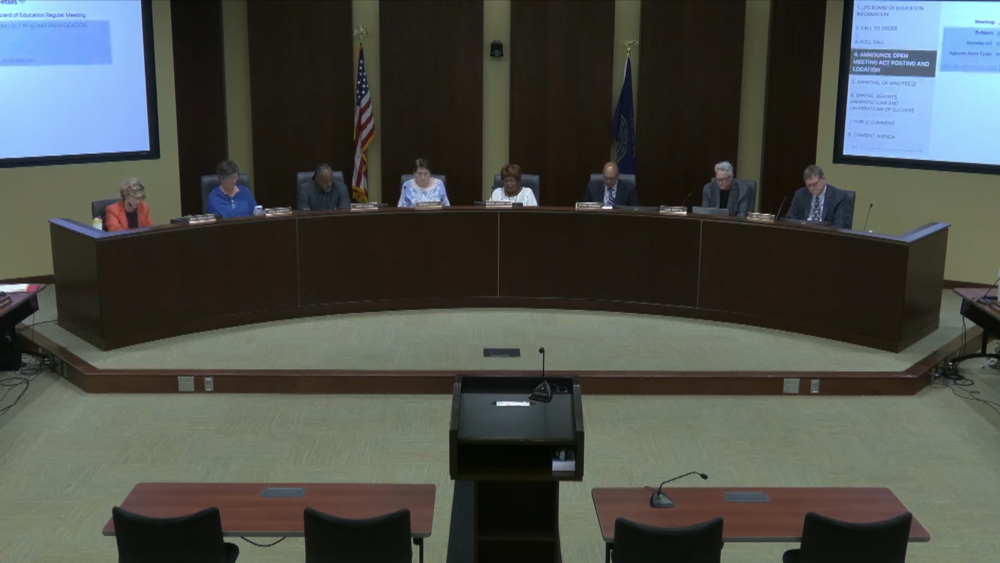 The Lincoln Board of Education sitting in the Boardroom during the meeting.