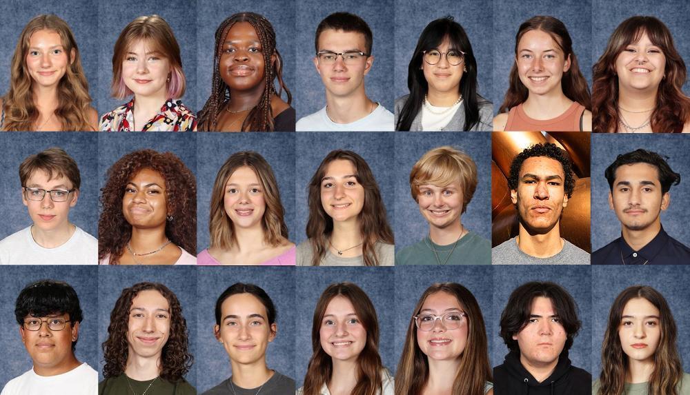 There are 21 students in three rows of seven. The top row has six girls and one boy, the second row has four boys and three girls and the bottom row has five girls and two boys.