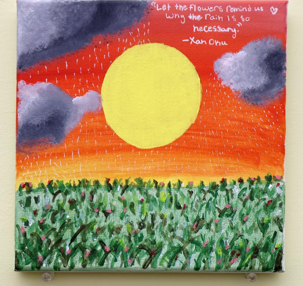 Bryan Community student Bella created this painting as part of a class project to raise awareness about mental health.