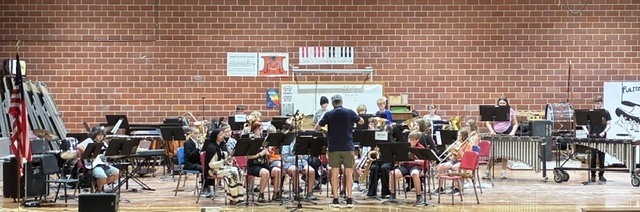 Whole band playing instruments